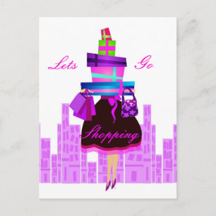 Carte Postale Allons faire du shopping