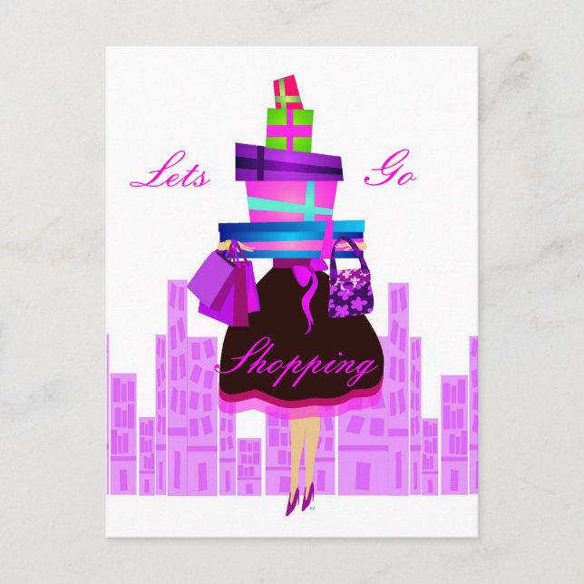 Carte Postale Allons faire du shopping (Devant)