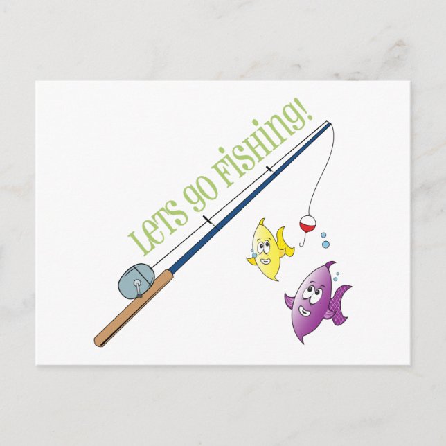 Carte Postale Allons pêcher (Devant)
