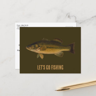 Carte Postale Allons pêcher à grande bouche Bass Party Invitatio