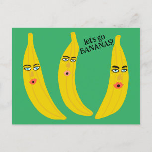 Carte Postale ALLONS-Y BANANES Drôle Mignonne Party sur mesure