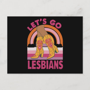 Carte Postale Allons-y lesbiennes Mois de la fierté LGBTQ cowgir