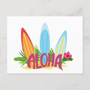 Carte Postale Aloha Cool Surf Boars sur la plage