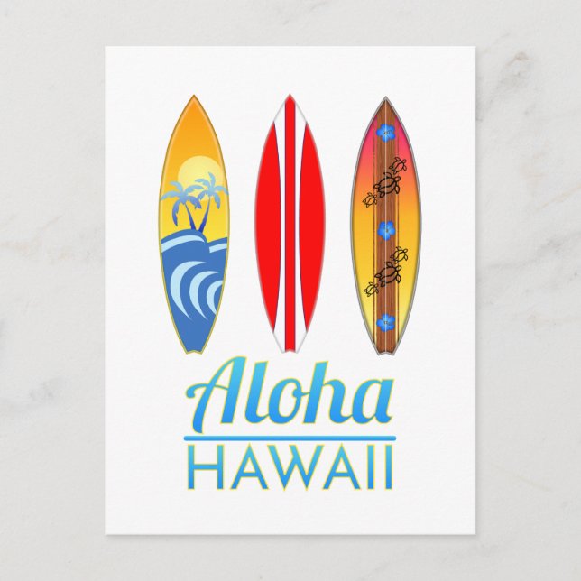 Carte Postale Aloha Hawaii Surf boards (Devant)