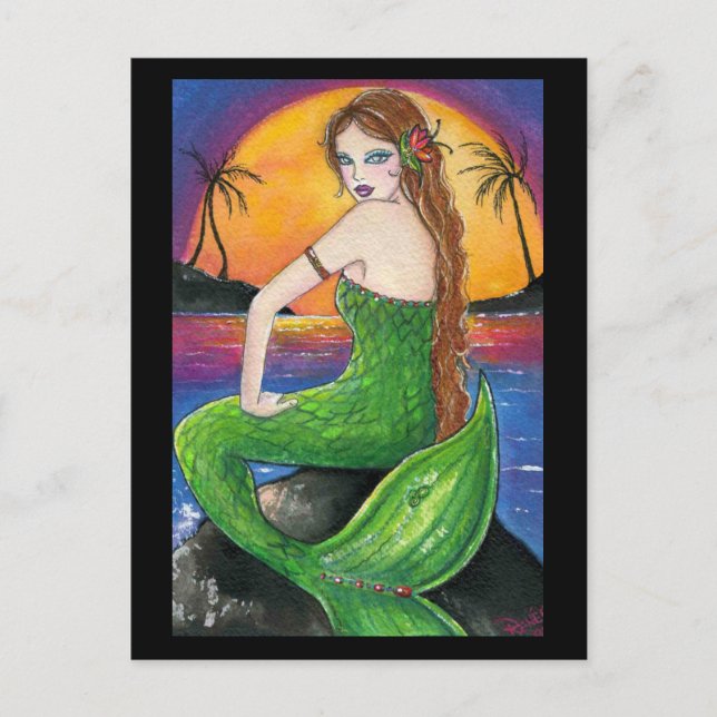 Carte Postale Aloha Hawaiian Sirène Coucher de soleil (Devant)