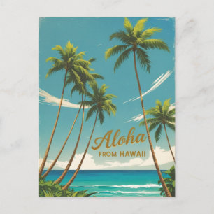 Carte Postale Aloha Voyage Hawaïen De Style vintage De Hawaii