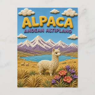 Carte Postale Alpaca Altiplano Andin Moderne KlayKoo
