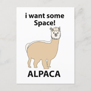 Carte Postale Alpaca je veux un peu d'espace drôle Alpaca