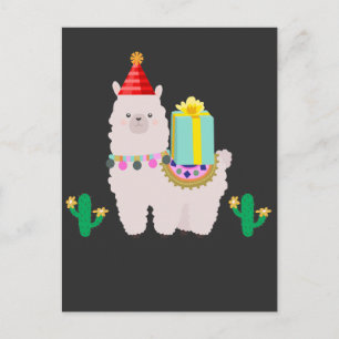 Carte Postale Alpaga Mignon Anniversaire Filles Cactus Animal