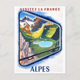 Carte Postale Alpes en train France voyage vintage