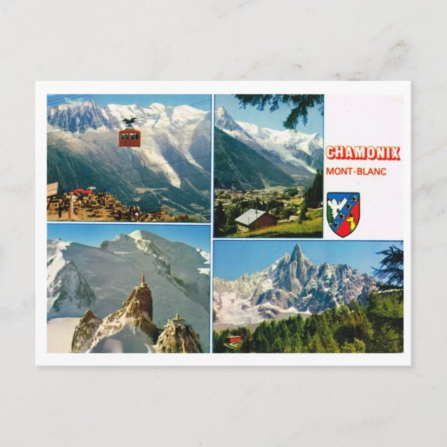 Carte Postale Alpes françaises vintages, Chamonix multiview (Devant)