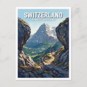 Carte Postale Alpes suisses, sentier Eiger Grindelwald Suisse