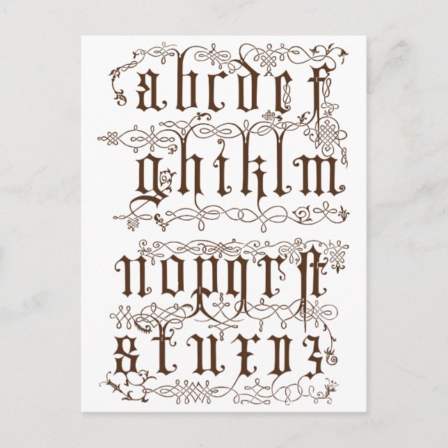 Carte Postale Alphabet A-Z Accessoires illustratifs (Devant)