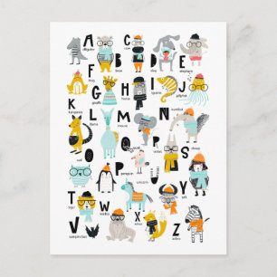 Carte Postale Alphabet animal mignon Certains Ont Des Casquett