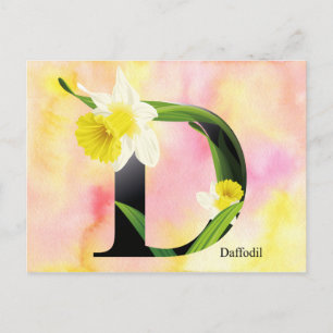 Carte Postale Alphabet de fleurs avec Arrière - plan d'aquarelle