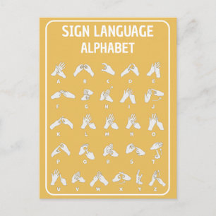 Carte Postale Alphabet de la langue des signes à deux mains