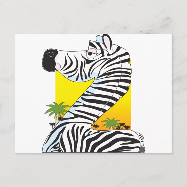 Carte Postale Alphabet des Animaux Zèbre (Devant)