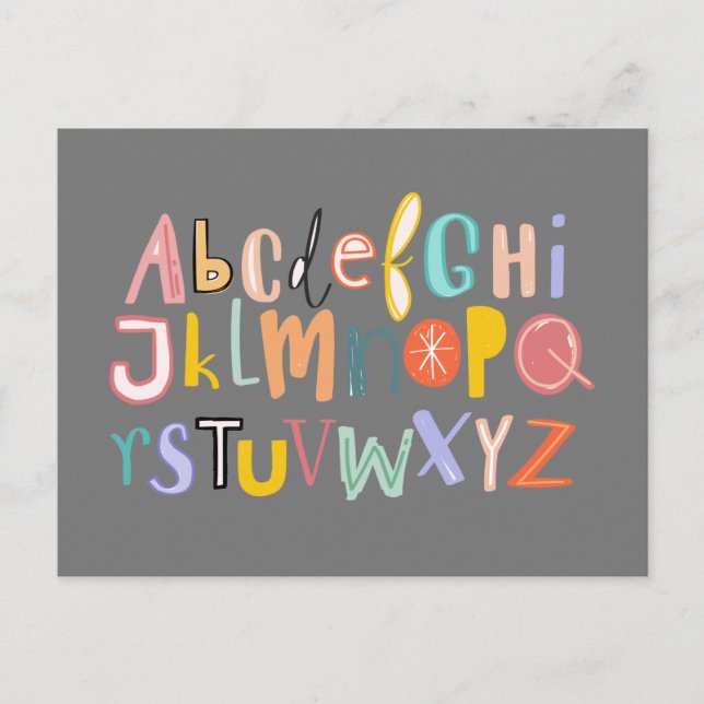 Carte Postale Alphabet enfants typographie cool (Devant)