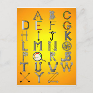 CARTE POSTALE ALPHABET MÉCANIQUE