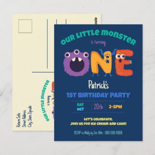 Carte Postale Alphabet Monstres 1er anniversaire Notre petit mon