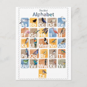 Carte Postale alphabet oiseaux