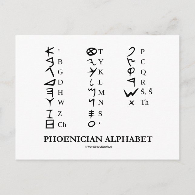 Carte Postale Alphabet phénicien (Cryptographie linguistique) (Devant)