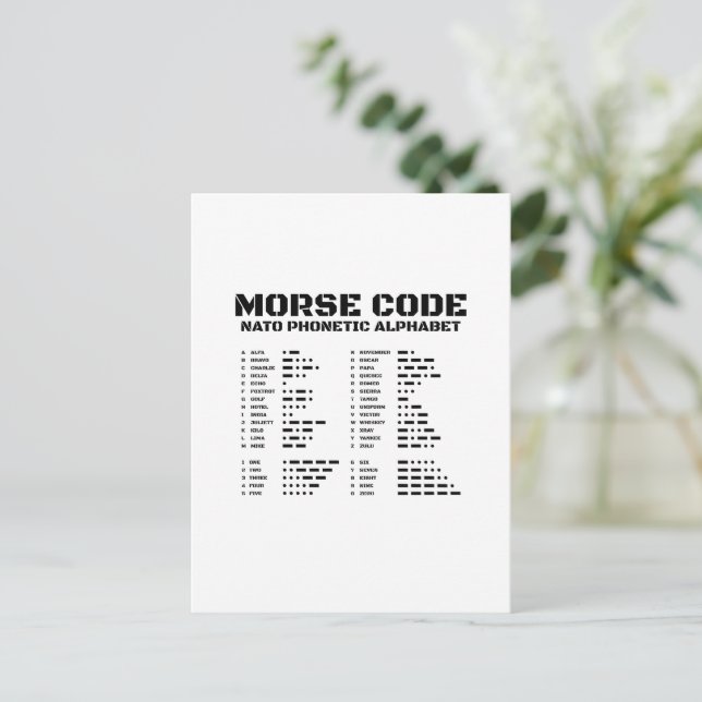 Carte Postale Alphabet phonétique de l'OTAN Code Morse (Debout devant)