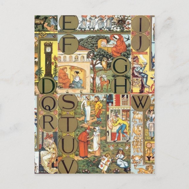 Carte Postale Alphabet vintage (Devant)
