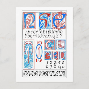 Carte Postale Alphabets Art Nouveau, Mucha