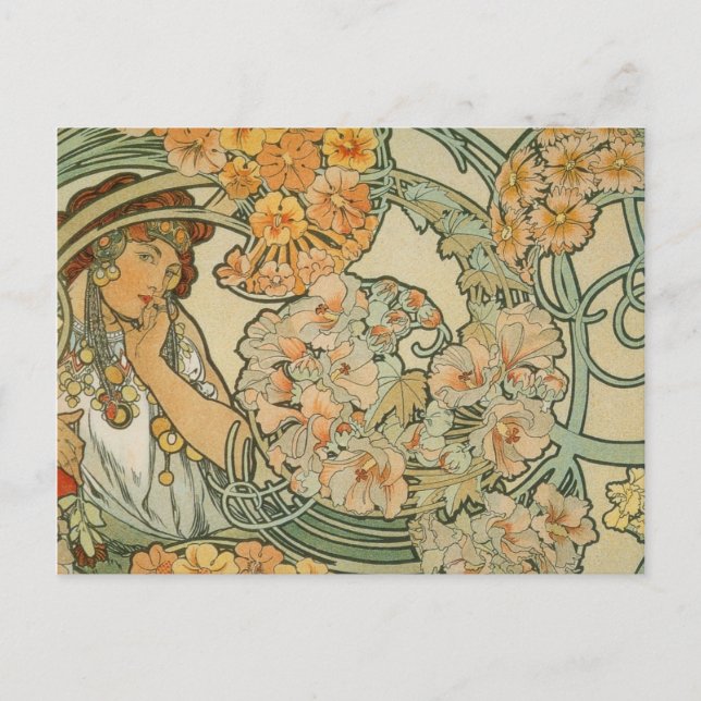 Carte Postale Alphonse Mucha Art Déco (Devant)