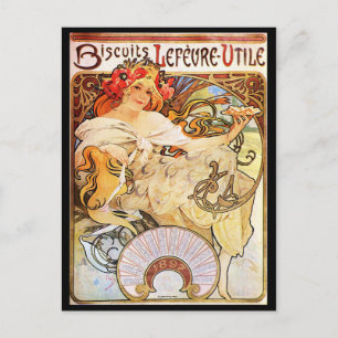 Carte Postale Alphonse Mucha Biscuits Lefevre-Utile