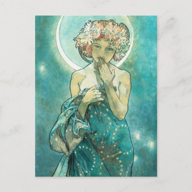 Carte Postale Alphonse Mucha Clair de Lune Art Nouveau (Devant)