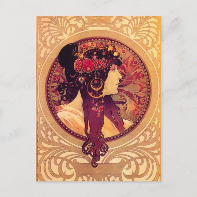 Carte postale Alphonse Mucha Donna Orechini (Devant)