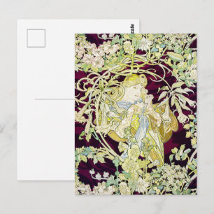 Carte Postale Alphonse Mucha Femme au marguerite Art nouveau Art