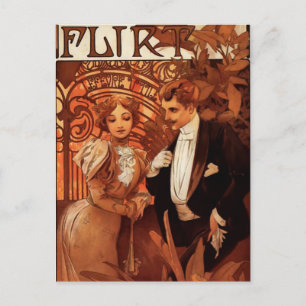 Carte postale Alphonse Mucha Flirt