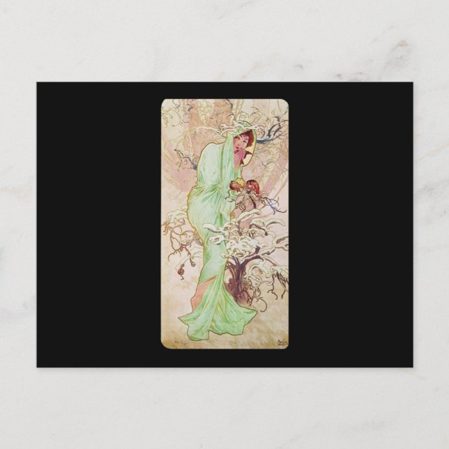 Carte Postale Alphonse Mucha Hiver (Devant)