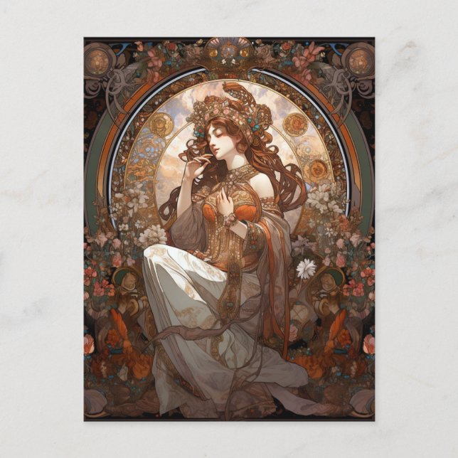Carte Postale Alphonse Mucha Inspiré Art Nouveau (Devant)