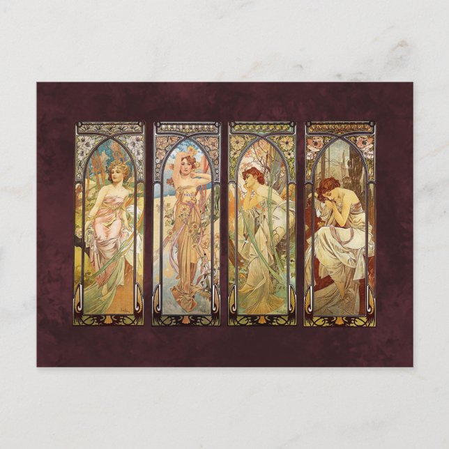 Carte Postale Alphonse Mucha, Le Temps du Jour (Devant)