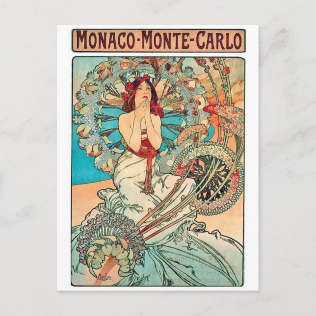Carte Postale Alphonse Mucha Monaco, Monte-Carlo, 1897 (Devant)