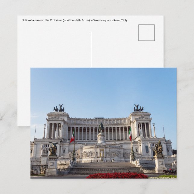 Carte Postale Altare della Patria tôt le matin - Rome, Italie (Devant / Derrière)