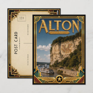 Carte Postale Alton Illinois Art Déco vintage de l'âge d'or