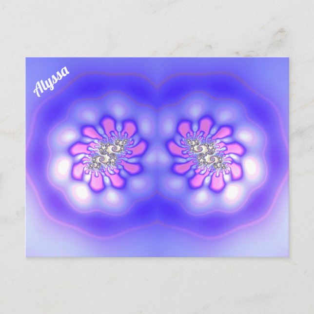 Carte Postale ALYSSA ~ 3D Fractage Design ~ Rose Blue Mauve ~ (Devant)