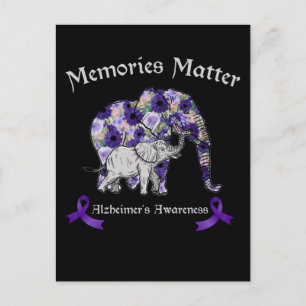 Carte Postale Alzheimer Sensibilisation Cute Elephant Soutien fa