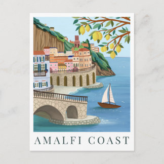 Carte Postale Amalfi Coast Italy Travel Illustration