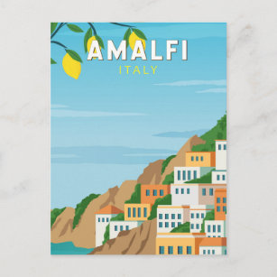 Carte Postale Amalfi Italie Retro Voyage Art Vintage