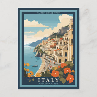 Carte Postale Amalfi Italie Retro Voyage Vintage