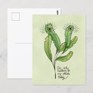 Carte Postale Amant plante jeu de mots drôle introverti jardener