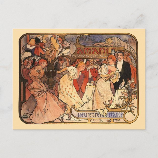 Carte Postale Amants, Alphonse Mucha (Devant)
