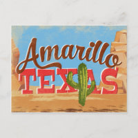 Amarillo Texas Cartoon Desert Vintage voyage