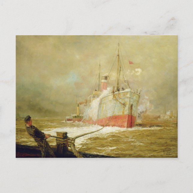 Carte Postale Amarrage d'un navire de fret (Devant)